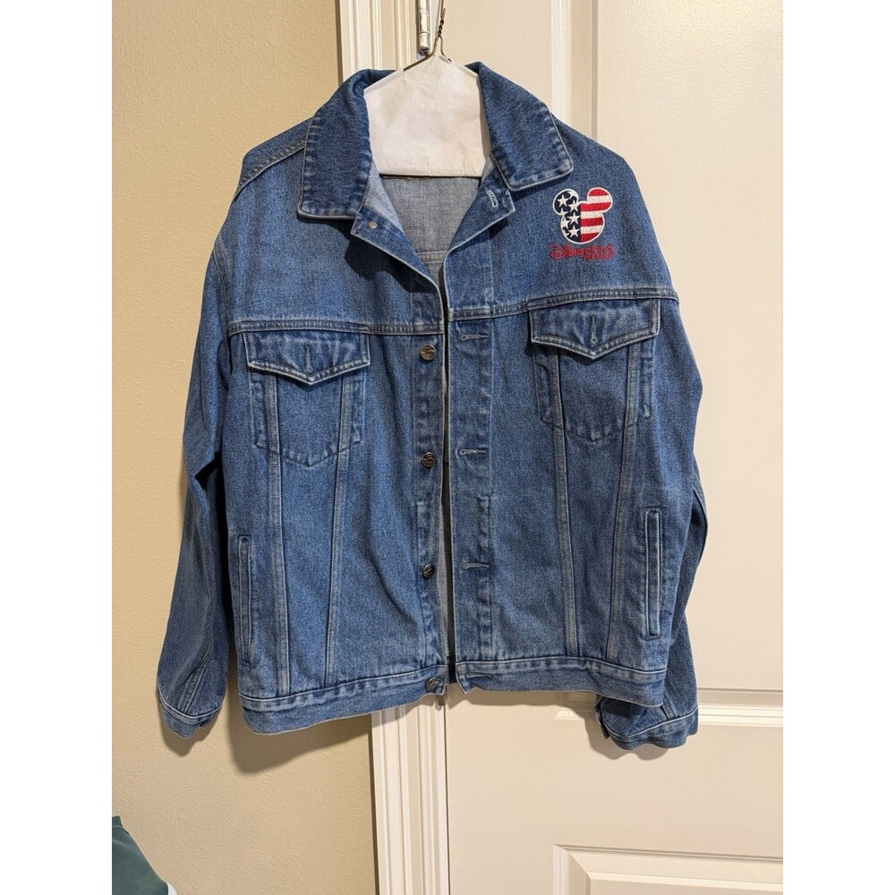 Disneyland Resort Mickey USA Flag Denim Jacket Small Americana Patriotic Disney